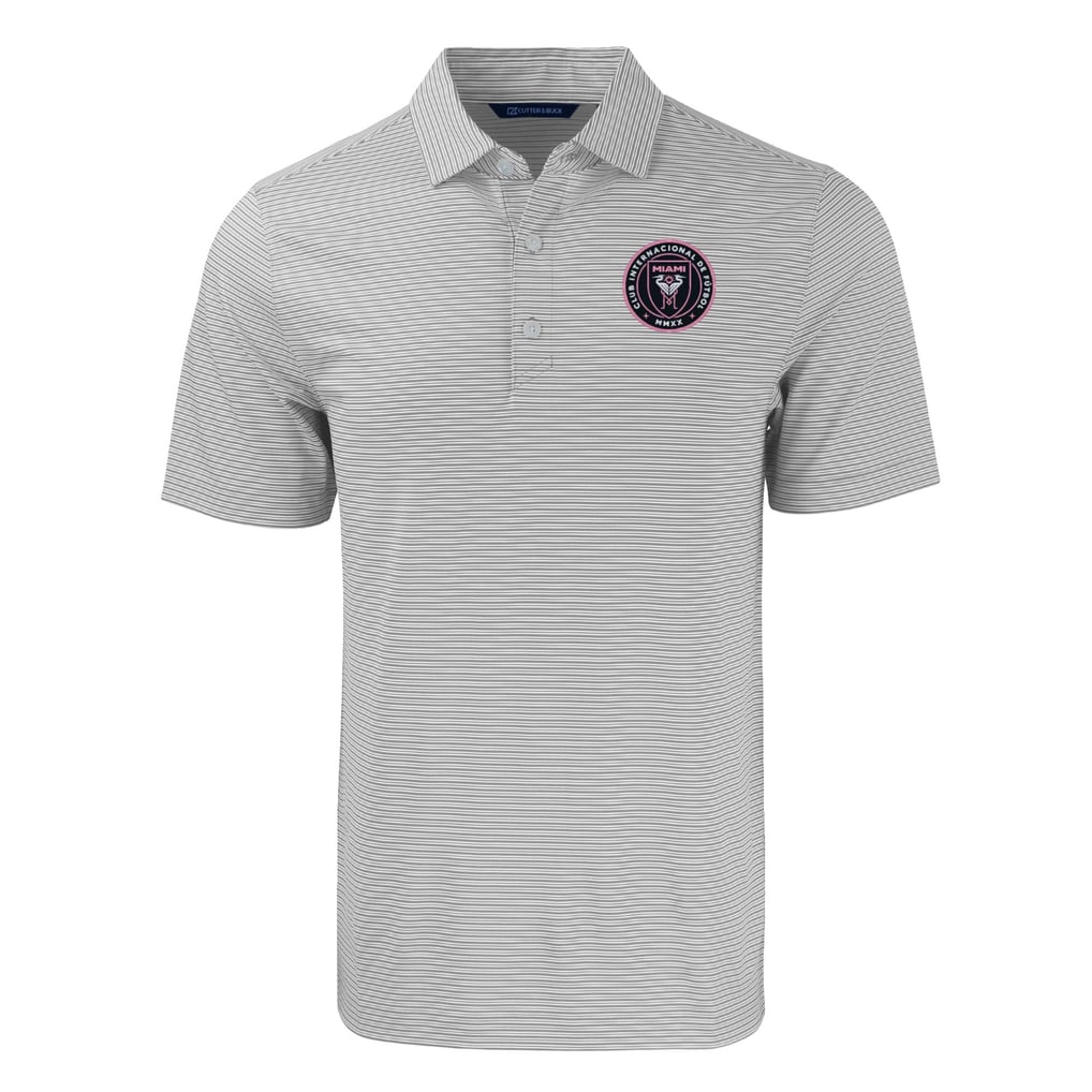  Inter Miami CF Cutter & Buck Big & Tall Forge Eco Double Stripe Stretch Recycled Polo - Gray